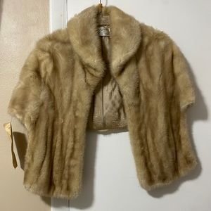 Vintage Genuine Furs by Burdine's of Miami Florida Mink Shrug Shawl Stole Wrap